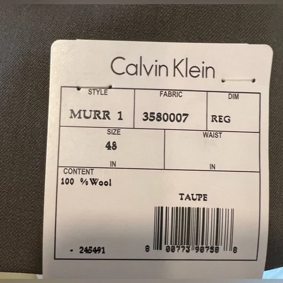 Calvin Klein Men Size 48R Suit Jacket Taupe 100% Wool Dry Clean Contemporary NWT - Picture 11 of 16